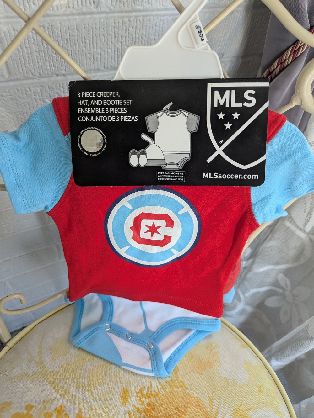 MLS Chicago Fire Baby 3-Piece Creeper Set in Red and Light Blue